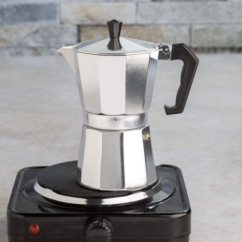 Primula Classic Stovetop Espresso and Coffee Maker, Moka Pot for Italian and Cuban CafÃ© Brewing, Greca Coffee Maker, Cafeteras, 9 Espresso Cups, Silver - Image 4